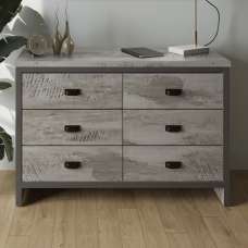 Balcombe Wooden Chest Of 6 Drawers In Grey - UK