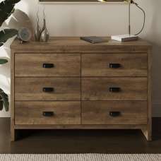 Balcombe Wooden Chest Of 6 Drawers - Knotty Oak - UK