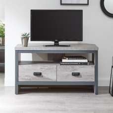 Balcombe Wooden Corner TV Stand With 2 Drawers In Grey - UK