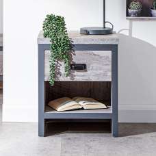 Balcombe Wooden Bedside Cabinet With 1 Drawer In Grey - UK