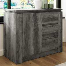 Balcombe Wooden Sideboard With 1 Door 3 Drawers - Charcoal Grey - UK