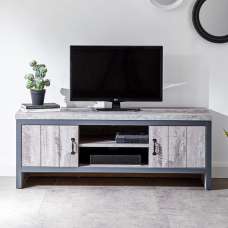 Balcombe Wooden TV Stand With 2 Doors In Grey - UK