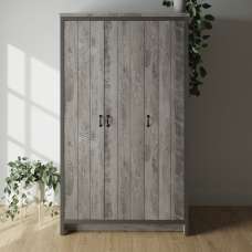 Balcombe Wooden Wardrobe With 3 Doors In Grey - UK
