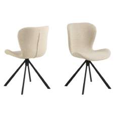 Baldwin Cream Fabric Dining Chairs With Black Legs In Pair - UK