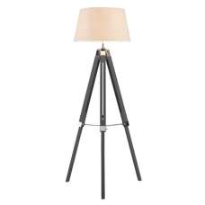 Baline Cream Fabric Shade Floor Lamp With Grey Tripod Base - UK