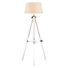 Baline Cream Fabric Shade Floor Lamp With White Tripod Base - UK