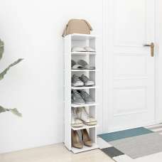 Balta Wooden Shoe Storage Rack With 6 Shelves In White - UK