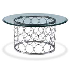 Balzac Clear Glass Coffee Table With Stainless Steel Base - UK