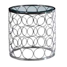 Balzac Clear Glass End Table With Stainless Steel Base - UK