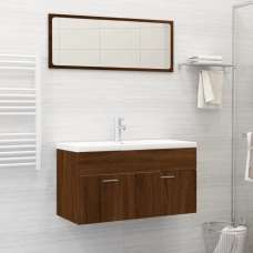 Banff Wooden 2 Piece Bathroom Furniture Set In Dark Brown Oak - UK