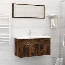 Banff Wooden 2 Piece Bathroom Furniture Set In Smoked Oak - UK