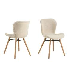 Bangor Cream Fabric Dining Chairs With Oak Legs In Pair - UK