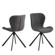 Bangor Grey Fabric Dining Chairs With Black Legs In Pair - UK