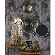 Banks Metal Wall Art In Silver And Grey With Mirror - UK