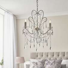 Baraboo 3 Light Glass Pendant Ceiling Light In Aged Silver - UK
