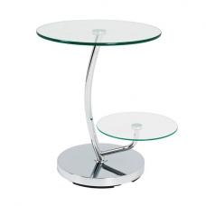 Barca End Table In Clear Glass Tops With Chrome Base - UK