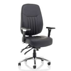Barcelona Leather Deluxe Office Chair In Black With Arms - UK