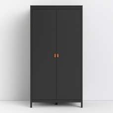 Barcila Wooden Wardrobe With 2 Doors in Matt Black - UK