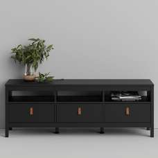 Barcila Wooden TV Stand With 3 Drawers In Matt Black - UK