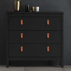Barcila Wooden Chest Of Drawers With 3 Drawers In Matt Black - UK