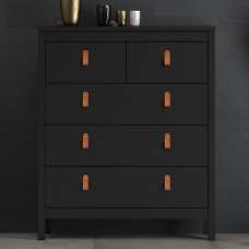Barcila Wooden Chest Of Drawers With 5 Drawers In Matt Black - UK