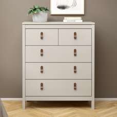 Barcila Wooden Chest Of 5 Drawers In Cashmere - UK