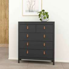 Barcila Wooden Chest Of 5 Drawers in Matt Black - UK