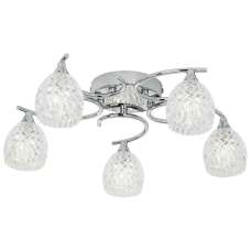 Barco 5 Lights Glass Flush Ceiling Light In Chrome - UK
