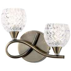 Barco Glass 2 Wall Light With Steel Frame In Antique Brass - UK