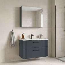 Bari Large Wooden Bathroom Furniture Set with 2 Doors 2 Drawers in Anthracite - UK