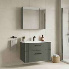 Bari Large Wooden Bathroom Furniture Set with 2 Doors 2 Drawers in Green - UK
