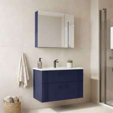 Bari Large Wooden Bathroom Furniture Set with 2 Doors 2 Drawers in Navy Blue - UK