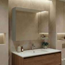 Bari Large Wooden Wall Mounted Bathroom Mirror Cabinet with 2 Doors in Cashmere - UK