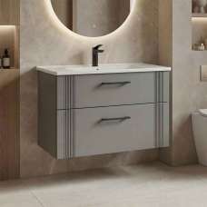 Bari Large Wooden Wall Mounted Vanity Unit with 2 Drawers in Cashmere - UK