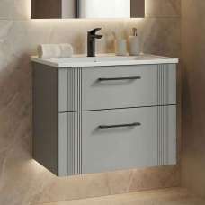 Bari Small Wooden Wall Mounted Vanity Unit with 2 Drawers in Cashmere - UK