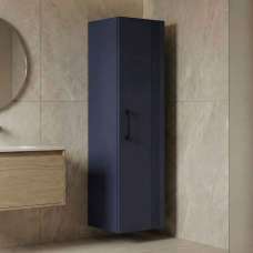 Bari Tall Wooden Bathroom Storage Cabinet in Navy Blue - UK