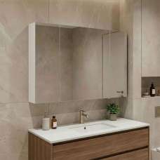 Bari Wooden Wall Mounted Bathroom Mirror Cabinet with 3 Doors in White - UK