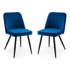 Barras Blue Velvet Dining Chairs in Pair - UK