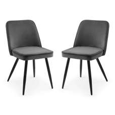 Barras Grey Velvet Dining Chairs in Pair - UK
