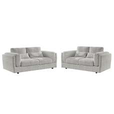 Barrie Fabric 3+2 Seater Sofa Set In Grey - UK