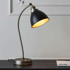 Barrie Rolled Edge Metal Shade Task Table Lamp In Matt Black - UK