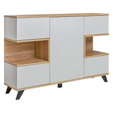 Barrie Wooden Sideboard With 5 Doors In Matt Grey - UK