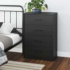 Barrie Wooden Chest Of 4 Drawers In Black Oak - UK