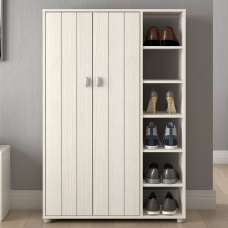 Barrie Wooden Shoe Storage Cabinet With 2 Doors In White - UK