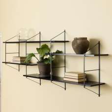 Barrie Wooden Wall Hung Bookcase In Matt Black - UK