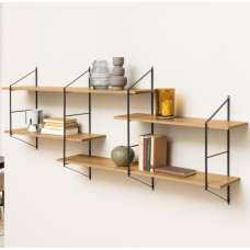 Barrie Wooden Wall Hung Bookcase In Wild Oak And Black - UK