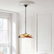 Barrigada Tiffany Glass Pendant Ceiling Light In Satin Black - UK