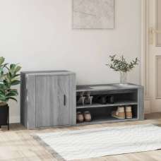 Barrington Wooden Hallway Shoe Storage Cabinet In Grey Oak - UK