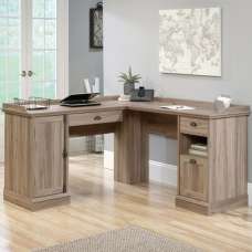 Barrister Wooden L Shaped Computer Desk In Salt Oak - UK