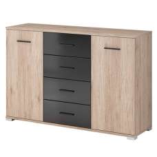 Basalt Wooden Sideboard With 2 Doors 4 Drawers In San Remo Oak - UK